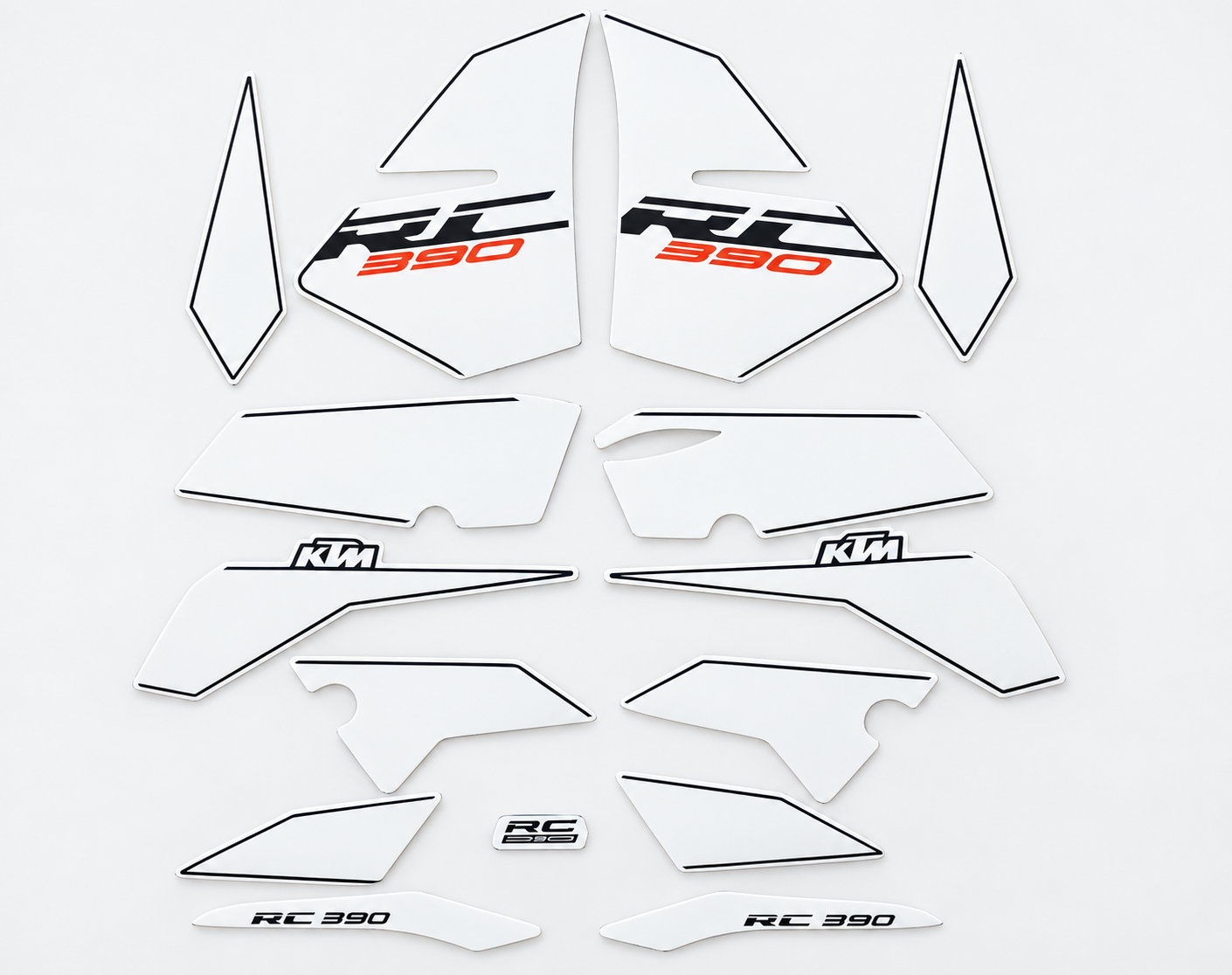 Full Graphics Decals Sticker Kit Black White Compatible With KTM RC 390 2017