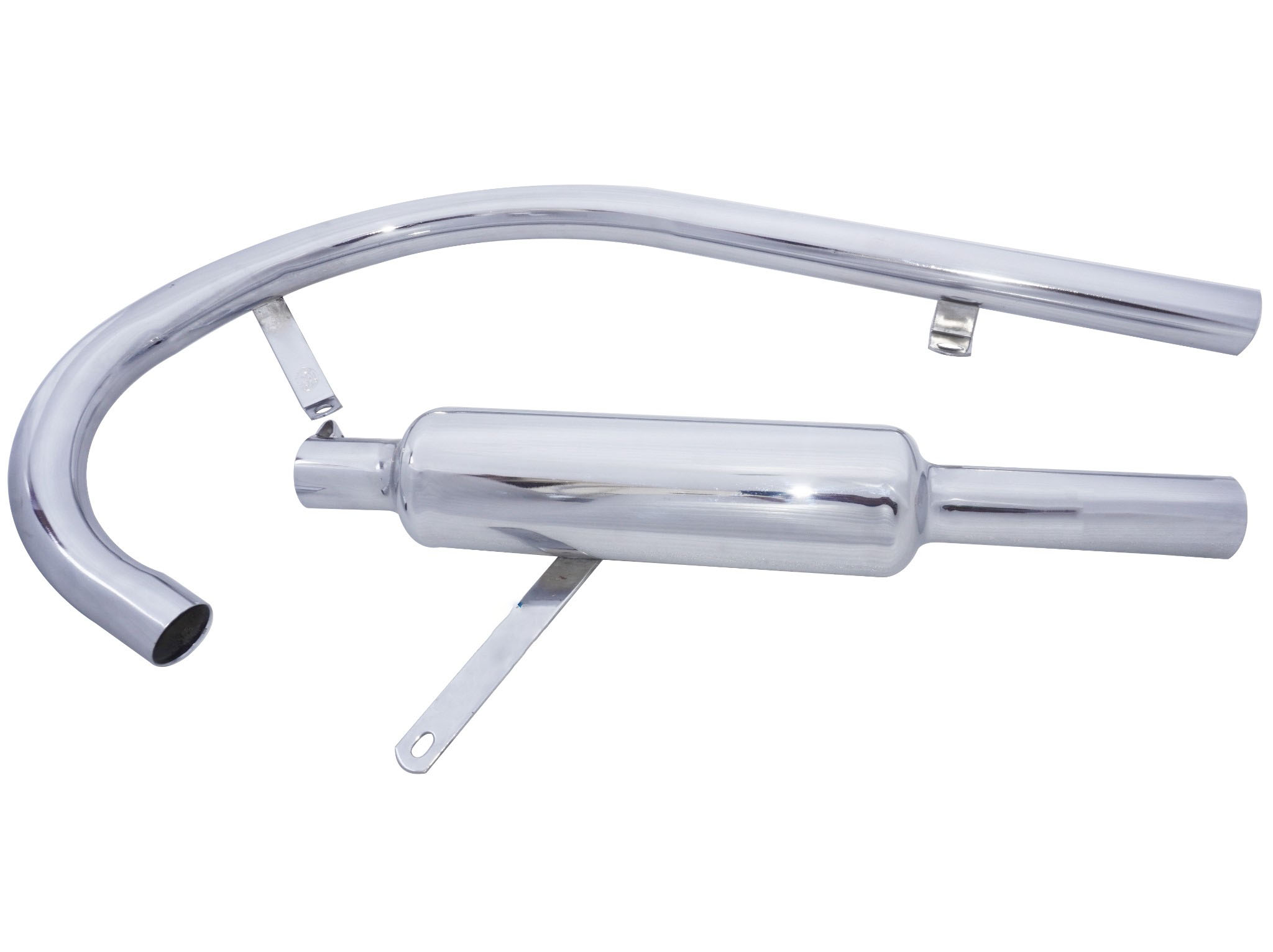 Short Exhaust Silencer With Baffle & Bend Pipe For Royal Enfield Bullet 500